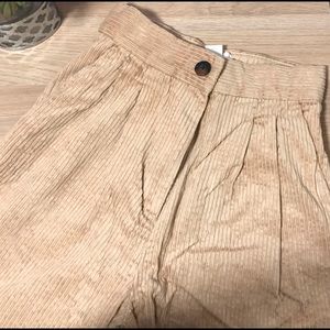 Ankle-length Beige Corduroy Trousers/Pants